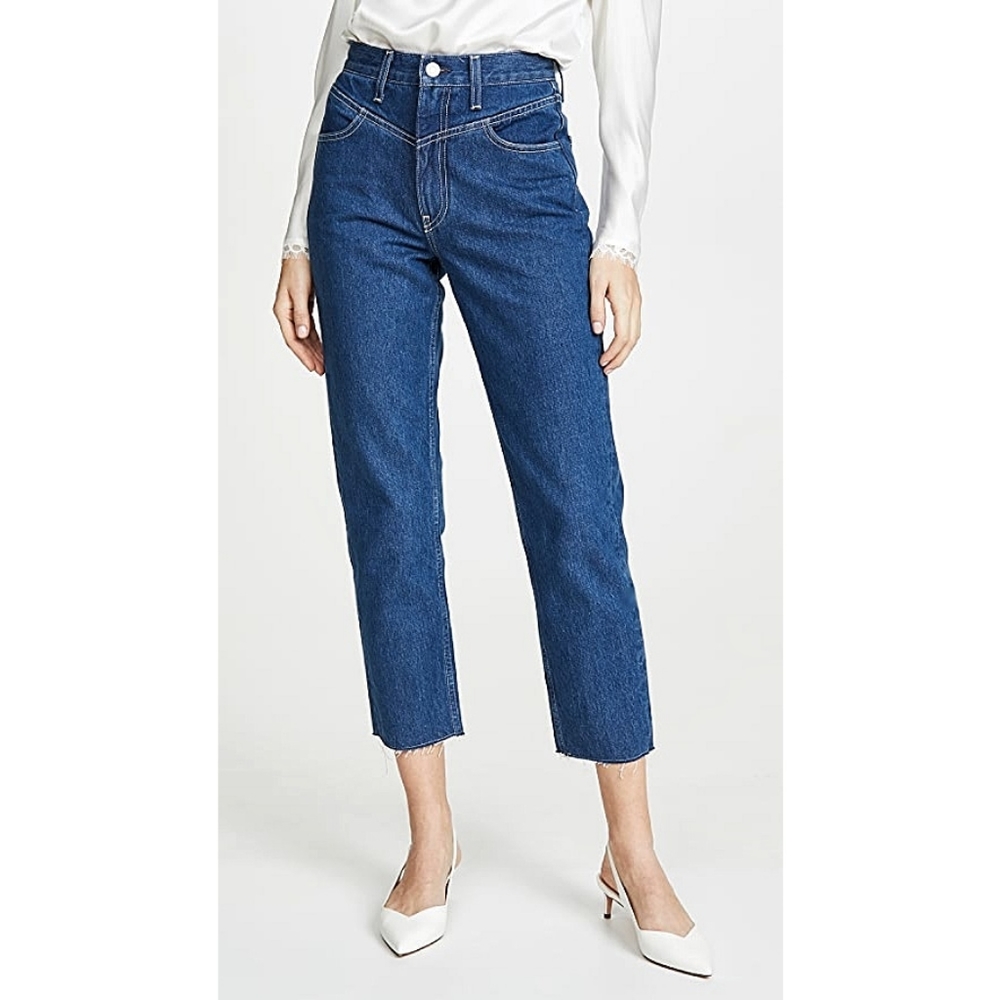 Trave Heidi Cropped Raw Hem Straight Leg Jeans
